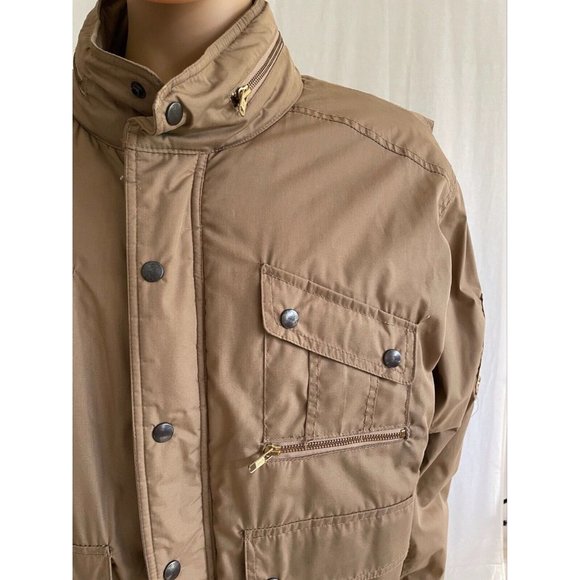 River Oaks Men's Jacket Rain Coat Brown Long Sleeves Full Zip Pocket Size XL - Picture 2 of 12
